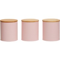 Orsina Durable Set Of Three Grey Cannisters, Stylish Design Kitchen Canisters, Secured Storage Canister Set in Pink