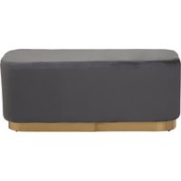 Orsina Grey Rectangle Stool with Gold Base, Velvet Upholstered Makeup Stool, Pouffe Footstool with Modern Link