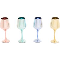 Orsina Set Of Four Wine Glasses In Assorted Colours, Reflective Glassware for Champagne, Colored Drinking Glasses
