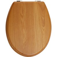 Orsina Grey Wood Toilet Seat, Oval Toilet Seat With Scratch-Resistant Veneer Lid, Ideal For Closet Seat Replacement in Natural