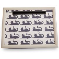 Orsina Cushioned Base Black Cat Lap Tray with Ipad Holder, Stylish Tray For Bedroom, Raised Rim Kitchen Tray