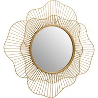 Orsina Elegant Flower Wall Mirror, 3D Metal Frame Slim Mirror, Round Shaped Wall Mirror, Compact Lounge Mirror in Gold
