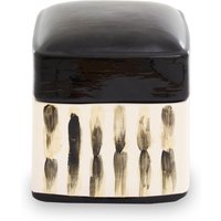 Orsina Minimalist Ceramic Trinket Box With Multicolour Brushstroke Pattern, Modern Jewellery Storage in Black