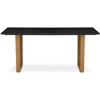Orsina Black Marble Top Sleek Dining Table, Contemporary Table for Dining Room, Compact Kitchen Table for Dining in Gold