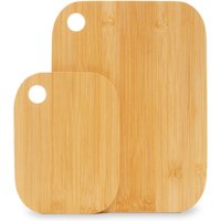 Orsina Set of Two Bamboo Cutting & Serving Boards, Durable Wooden Cutting Boards with Hanging Holes in Natural