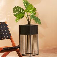 Orsina Black Floor Standing Planter, Robust Constructed Large Flower Pot For Garden, Lightweight Flower Pot