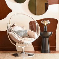 Orsina Durable Hanging Chair With Grey Cushions, Stylish Lounge Chair, Versatile Bedroom Chair, Stable Lawn Chair in Silver