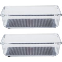 Sturdy Medium Set Two Kitchen Organisers Rubber Insert Integrated Handle Storage Boxes Fridge