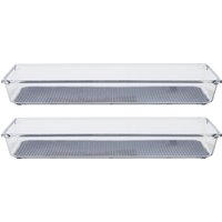 Orsina Versatile Large Set Of Two Kitchen Organisers With Rubber Insert, Integrated Handle Boxes, Versatile Boxes in Clear