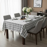 Orsina Pink & Poppy Striped Tablecloth, 100% Cotton Dining Table Cover, Highly Absorbent Cotton Tablecloth in Grey