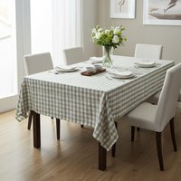 Orsina Pink & Poppy Striped Tablecloth, 100% Cotton Dining Table Cover, Highly Absorbent Cotton Tablecloth