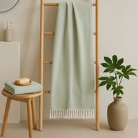 Orsina Poppy Red Hammam Towel, 100% Cotton Quick Dry Towel With Woven Texture, Lightweight Throw Blanket in Light Green