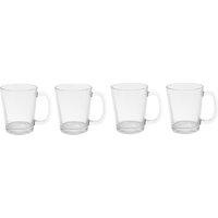 Orsina Functional Set Of Four Mugs, Stylish Coffee Mugs For Kitchen, See Through Special Mugs For Tea, Coffee in Clear