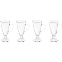 Tapered Set Four Latte Glasses Elegant Coffee Glasses Kitchen Curved Handle Cappucino Glasses