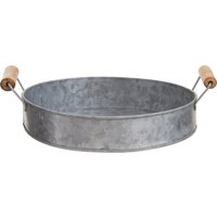 Drummond Galvanised Steel Round Tray Wood Handles
