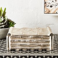 Orsina Hiba Small Silver Finish Bamboo Effect Trinket Box