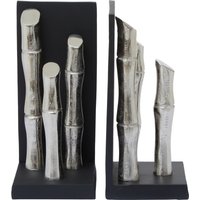 Orsina Hiba Set Of Two Silver Finish Bamboo Effect Bookends
