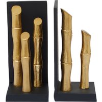 Orsina Hiba Set Of Two Gold Finish Bamboo Effect Bookends