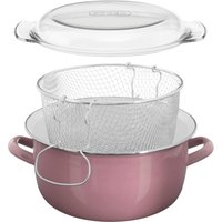 Orsina Pink Deep Fryer, Steel Home Fryer with Enamel Coating, Home Utensils, Coated Fish Fryer for Kitchen