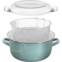 Orsina Pink Deep Fryer, Steel Home Fryer with Enamel Coating, Home Utensils, Coated Fish Fryer for Kitchen in Green