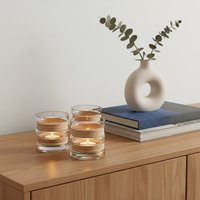 Orsina Set of 3 Natural Glass Tealight Holders, Decorative Tea Light Holders, Identical Tea Light Candle Holders
