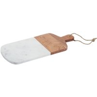Orsina Monzaro Rectangular Marble & Acacia Wood Paddle Board in White