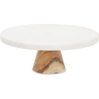 Orsina Monzaro Round White Marble & Acacia Wood Cake Stand