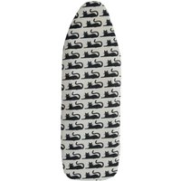 Orsina Cat Ironing Board Cover, Cute Feline Print With Soft Padded Cotton Surface, Elastic Edging For Snug Fit in Grey