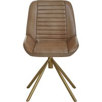 Orsina Buffalo Brown Genuine Leather Accent Chair, Channel‑Detailed Brown Leather Seat & Back, Modern Accent Chair in Grey