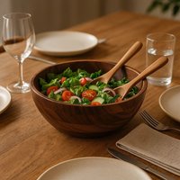 Rosi Large Round Sheesham Wood Salad Bowl