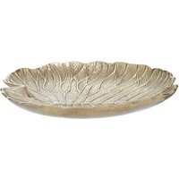 Orsina Large Silver Finish Lotus Leaf Plate, Cast Aluminium with Detailed Veining, Ideal for Displaying Jewelry in Gold