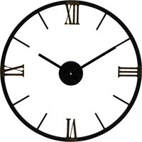 Orsina Round Black Metal Wall Clock, Minimalist Modern Clock With Warm Metallic Detail, Contemporary Iron Frame