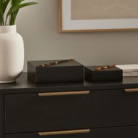 Orsina Roma Set Of Two Tortoise Shell Trinket Boxes in Black