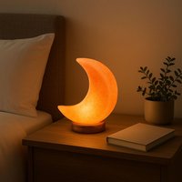 Orsina Crescent Moon Pink Natural Salt Lamp, Reduce Stress Moon Salt Lamp, Hassle-free Care Moon Salt Lamp in Orange