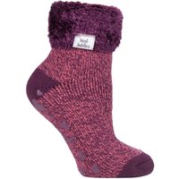 SOCKSHOP Heat Holders Women's 1 Pair Lounge Feather Turn Over Cuff Socks in Coral | Size: 4-8