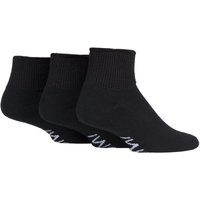 SOCKSHOP Iomi Men's 3 Pair FootNurse Cushioned Foot Gentle Grip Diabetic Ankle Socks in Black | Size: 6-8.5