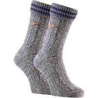 FARAH Men's 2 Pack Cable Knit Cotton Boot Dress Socks with Turn Over Top in Grey | Size: 6-11