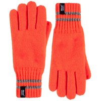 Heat Holders Men's Hi Vis Reflective Soft Fleece Lined Thermal Winter Gloves in Burnt Orange | Size: S/M