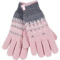 Heat Holders Women's Fairisle Fleece Lined Knitted Warm Winter Thermal Gloves in Pink | Size: Medium/Large