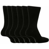 SOCKSHOP Gentle Grip Men's 6 Pack Non Elastic Bigfoot Cotton Socks in Jet Black | Size: 12-14