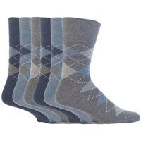 SOCKSHOP Gentle Grip Men's 6 Pack Non Elastic Bigfoot Cotton Socks in Duck Egg Blue | Size: 12-14