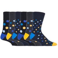 6 Pack Elastic Square Patterned Cotton Socks Poor Circulation Blue