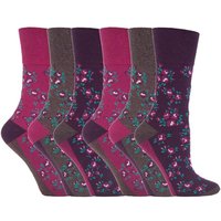 6 Pack Non Elastic Loose Top Patterned Cotton Rich Socks Dark