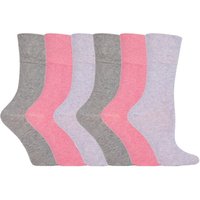 SOCKSHOP Gentle Grip Women's 6 Pack Non Elastic Loose Top Patterned Cotton Rich Socks in Lilac | Size: 4-8