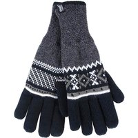 Heat Holders Men's Nordic Fairisle Knitted Fleece Lined Winter Thermal Gloves in Black | Size: S/M