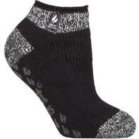 SOCKSHOP Heat Holders Women's 1 Pair 2.3 TOG Patterned & Striped Ankle Slipper Socks in Black | Size: 4-8