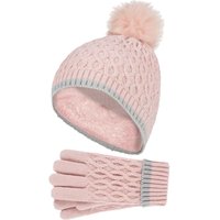 Thermal Insulated Pom Pom Bobble Beanie Hat & Gloves