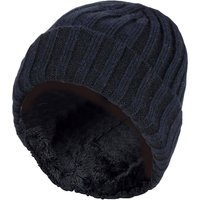 Heat Holders Boy's Every Day Casual Wear Ribbed Turnover Winter Hat in Black | Size: 7-10 Years