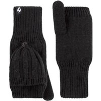 SOCKSHOP Heat Holders Women's 1 Pair Ash Cable Knit Converter Mittens in Black
