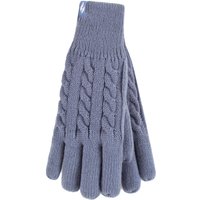 Heat Holders Women's Cable Knit 2.3 Tog Fleece Lined Thermal Winter Gloves in Blue | Size: S/M